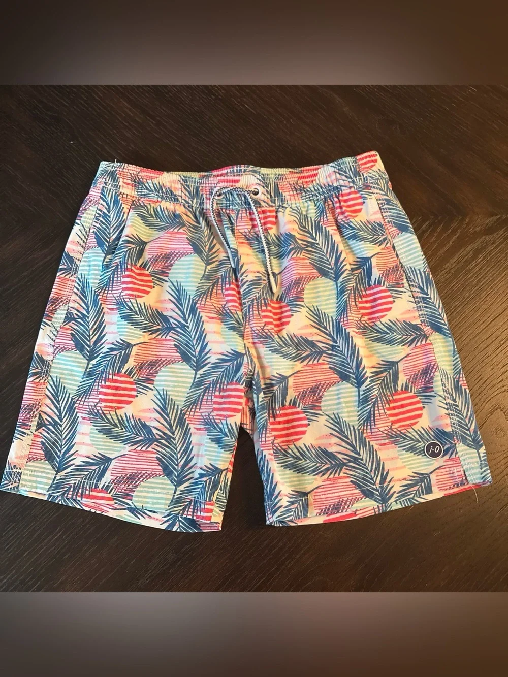 johnnie-O Palm & Stripe Swim Shorts boys 14